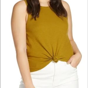 Madewell Audio Knot-Front Tank Top  Size Small in Spiced Olive